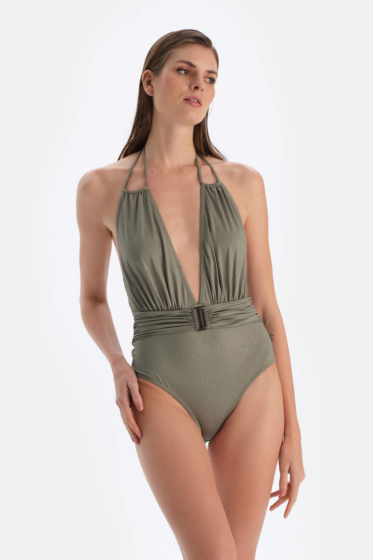 Haki Boyundan Bağlı Mayo