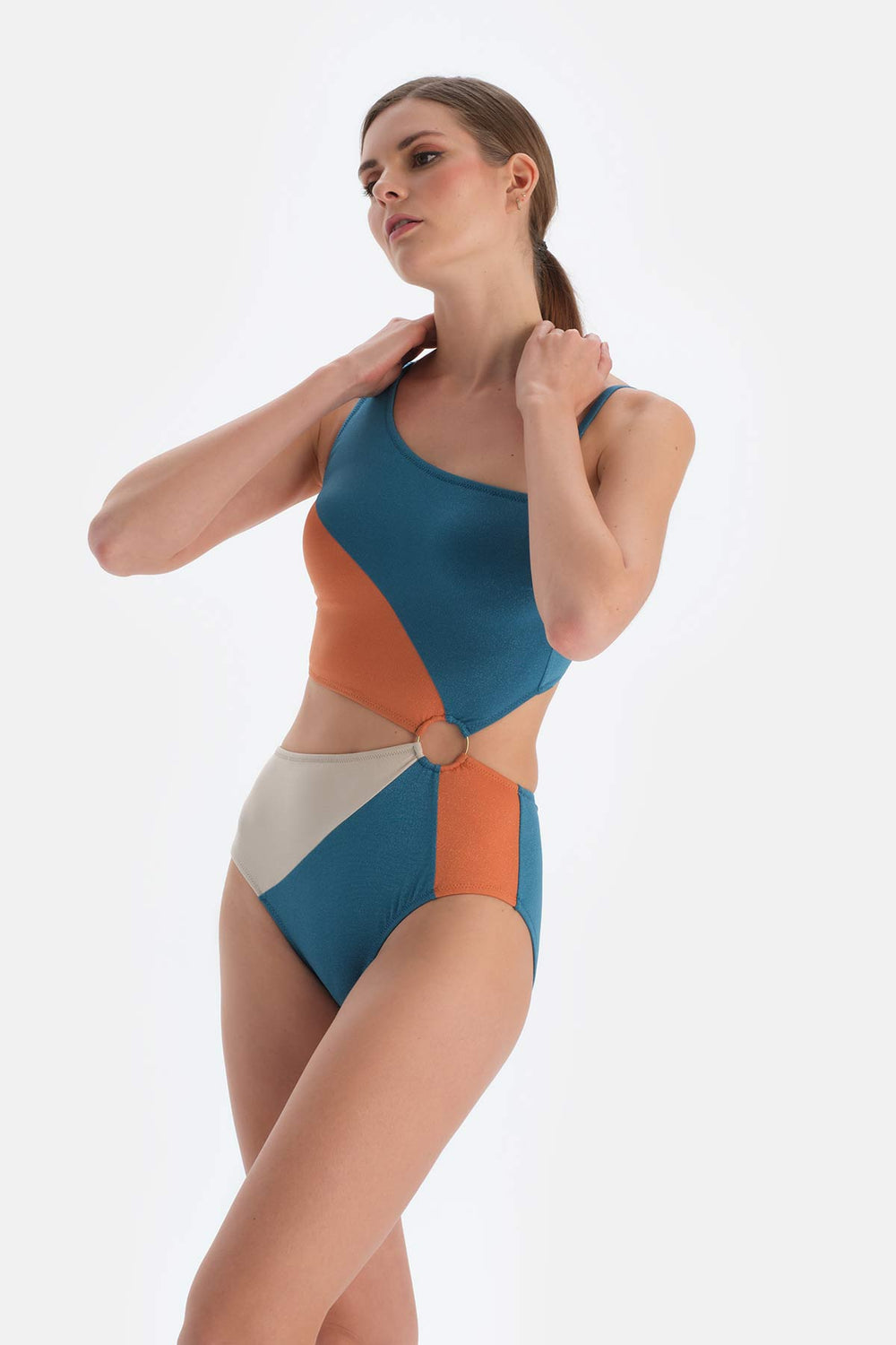 Petrol Mavi Tek Omuz Mayokini