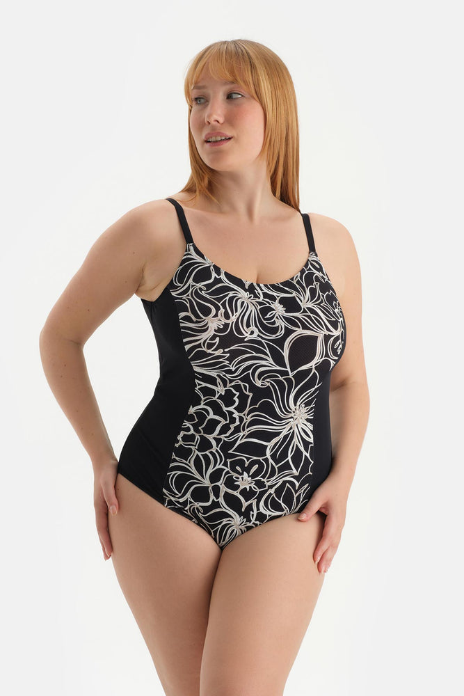 Beyaz-Siyah Korseli Toparlayıcı Mayo