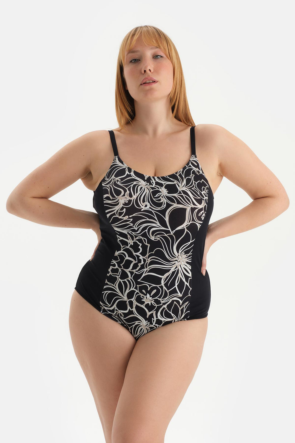 Beyaz-Siyah Korseli Toparlayıcı Mayo