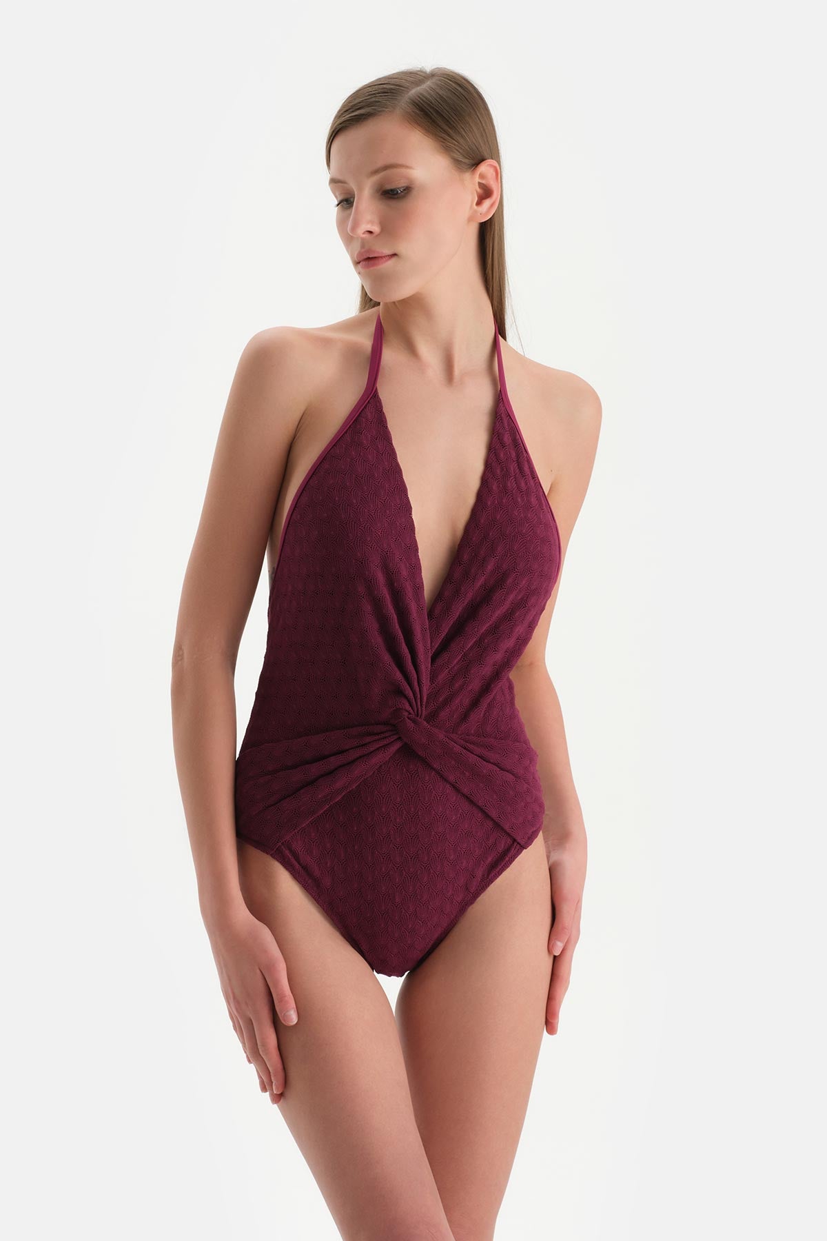 Bordo Boyundan Bağlı Mayo