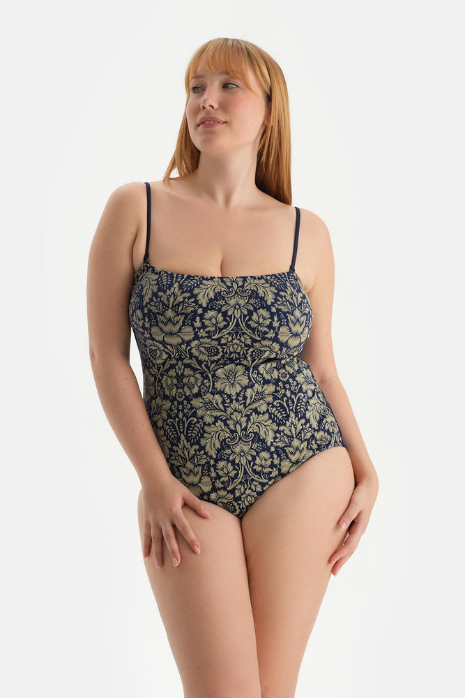 Lacivert Çıkarılabilir Askılı Korseli Toparlayıcı Mayo