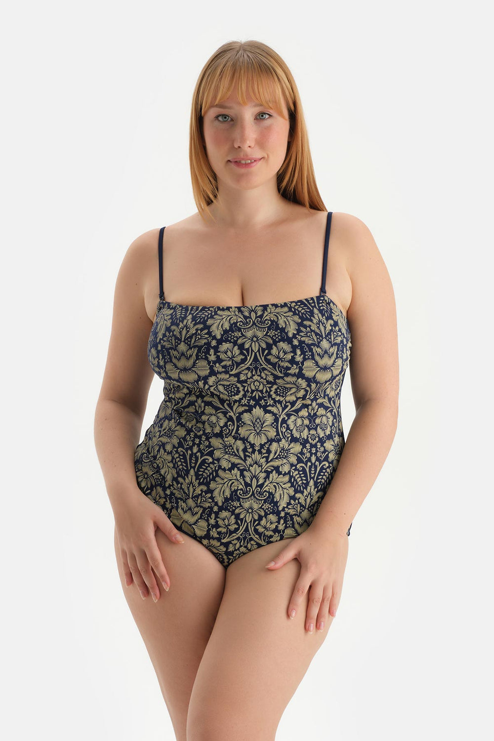 Lacivert Çıkarılabilir Askılı Korseli Toparlayıcı Mayo