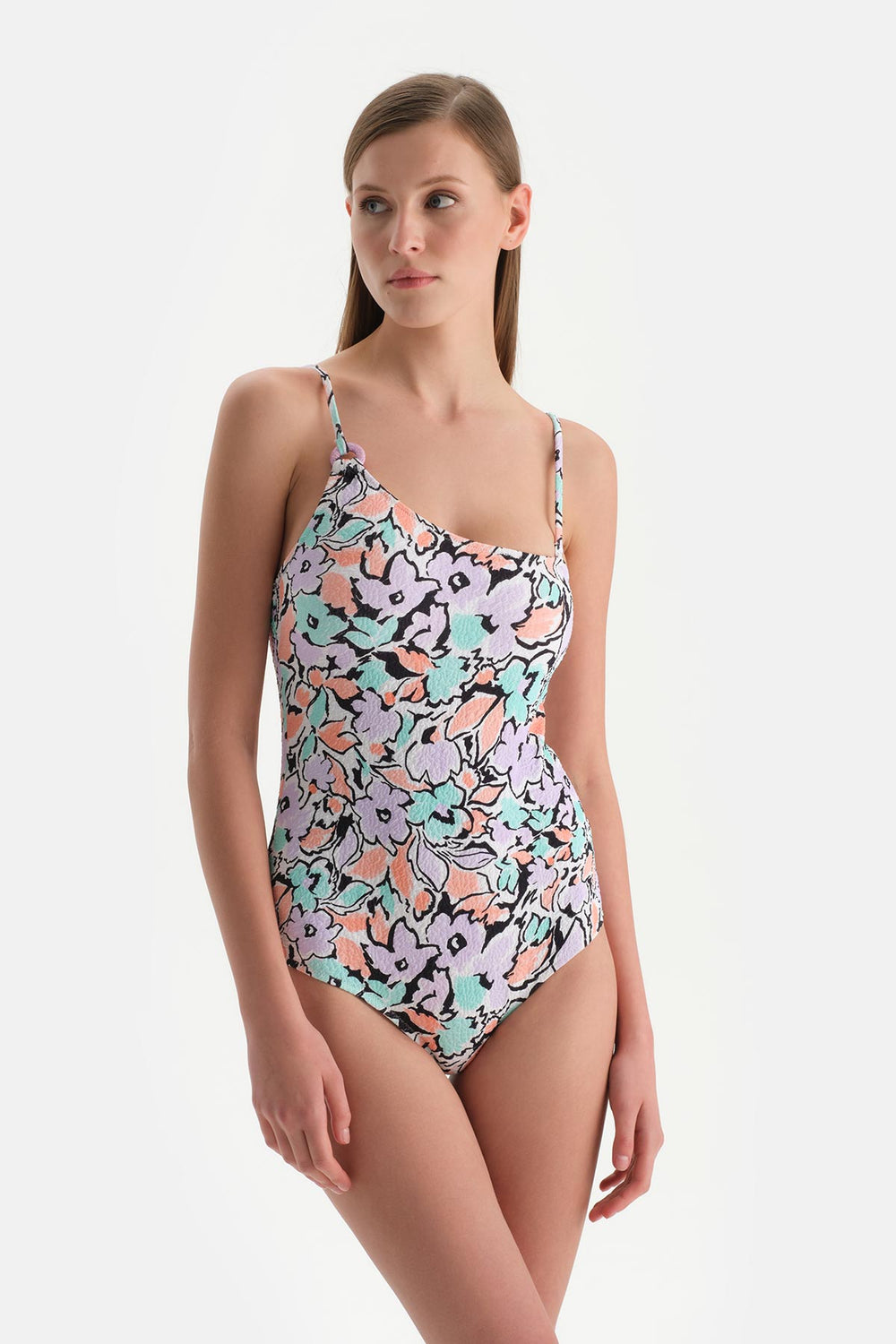 Ekru-Lila Tek Omuz Mayo