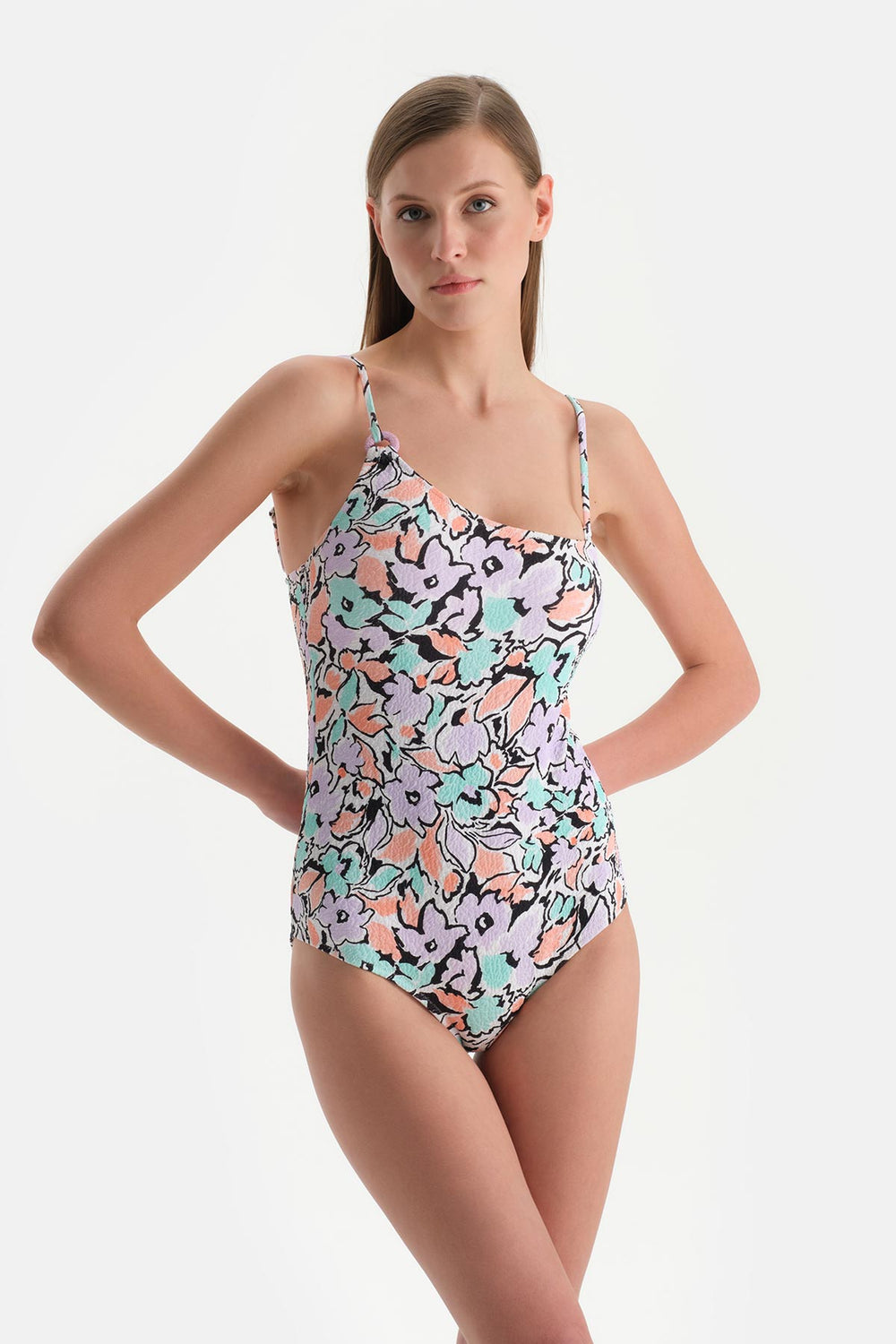 Ekru-Lila Tek Omuz Mayo