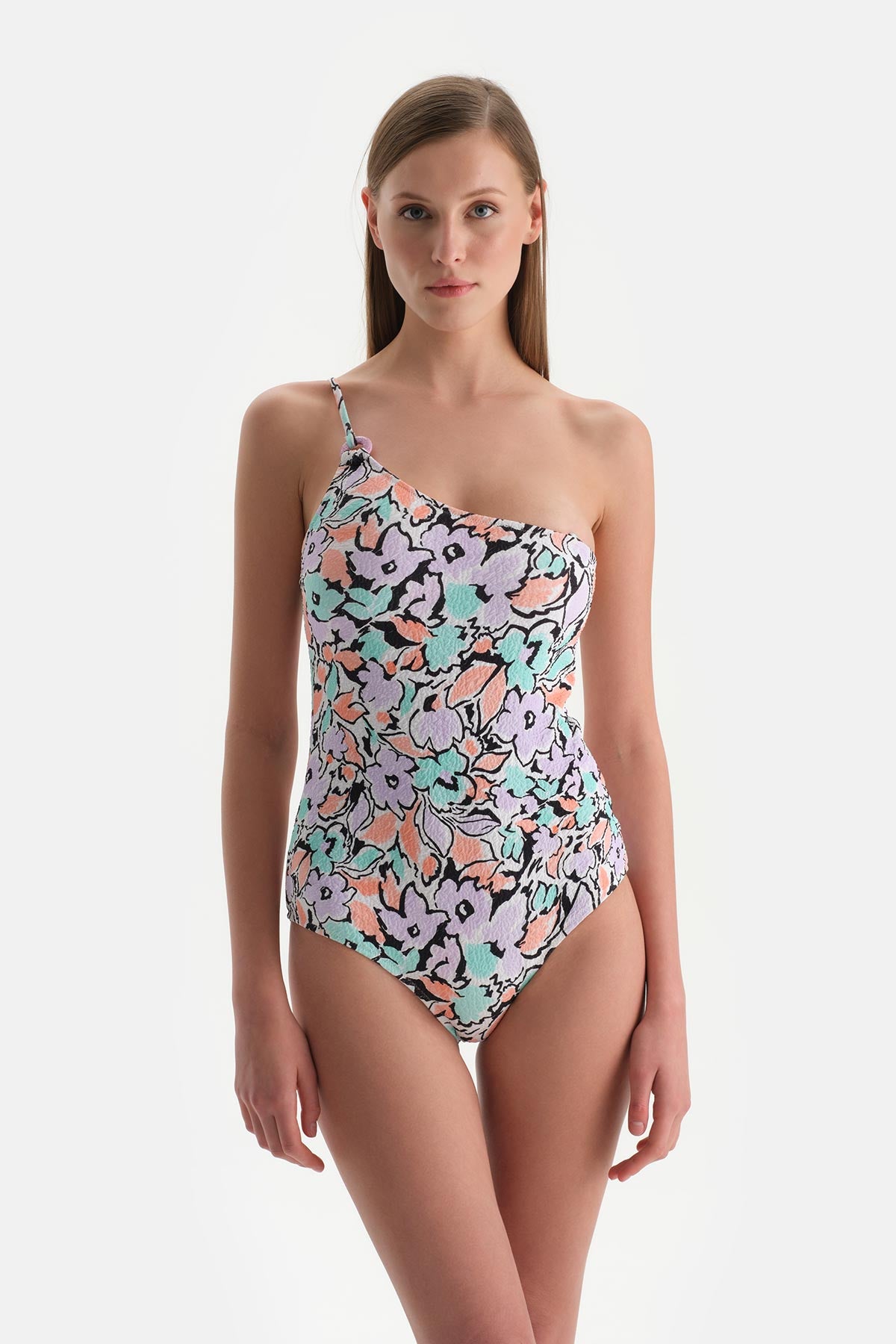 Ekru-Lila Tek Omuz Mayo