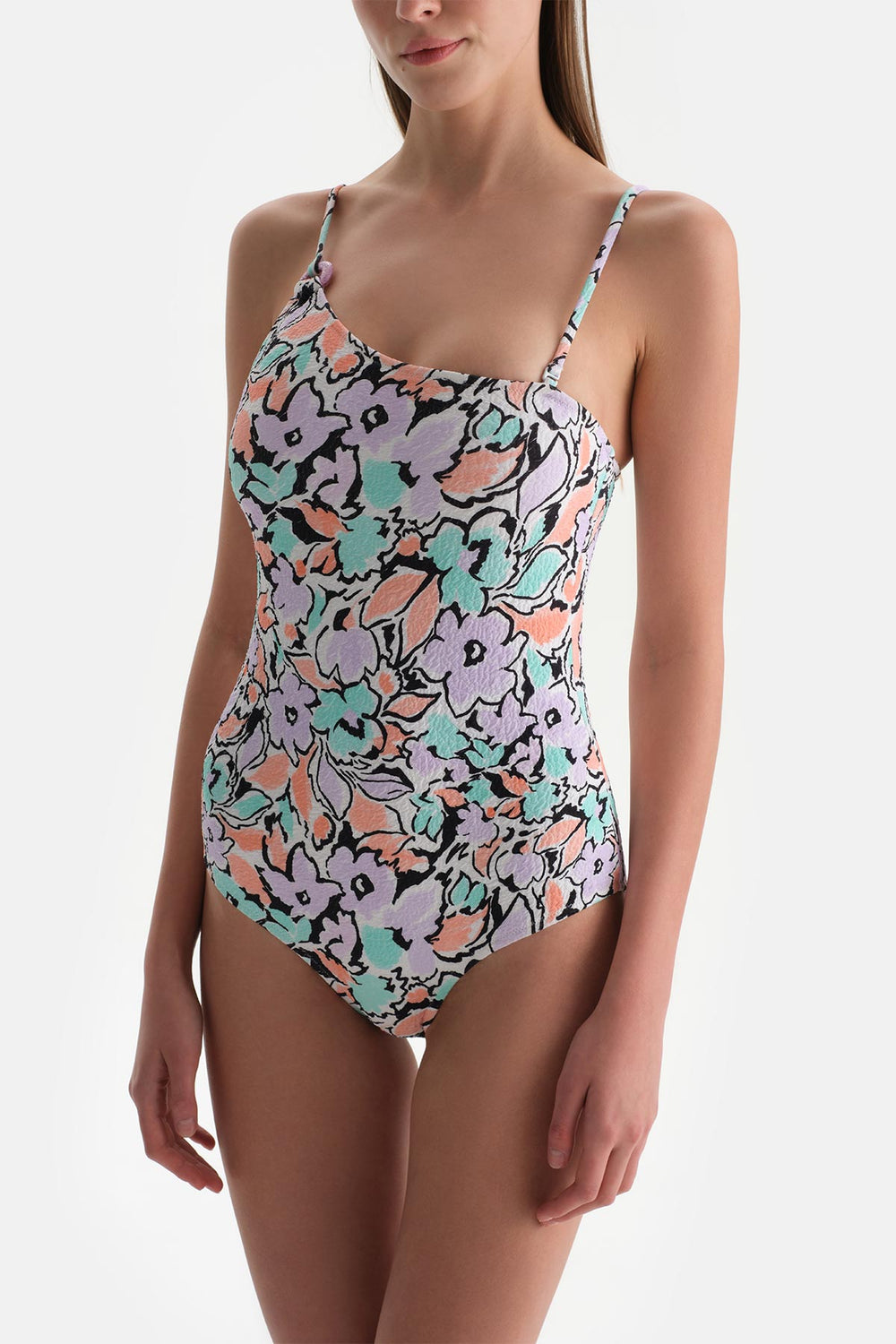 Ekru-Lila Tek Omuz Mayo