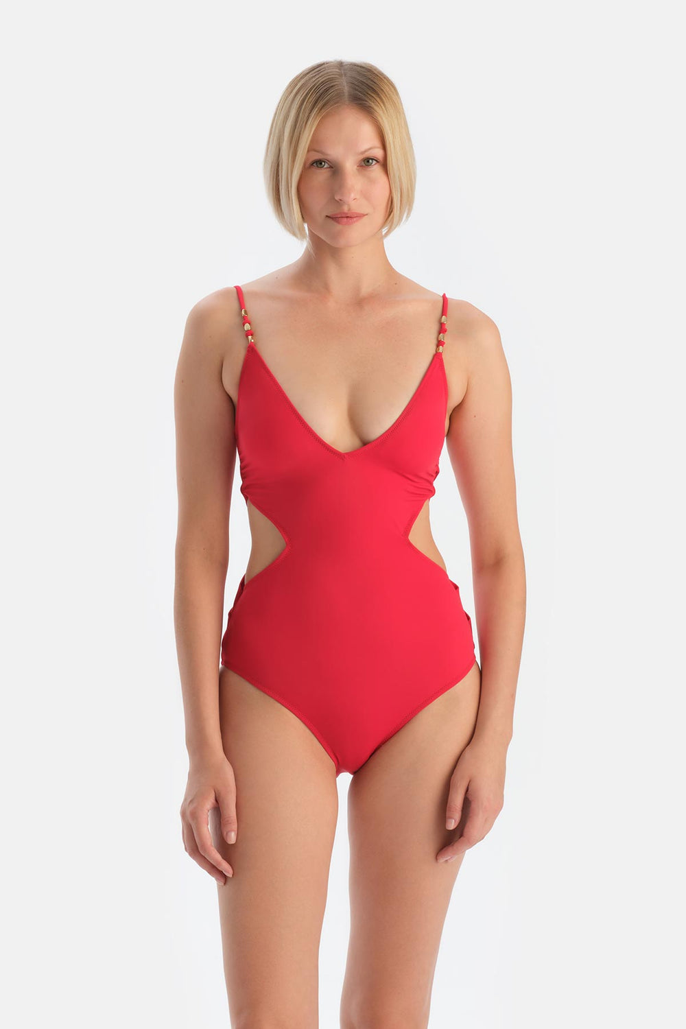 Kırmızı V Yaka Mayokini