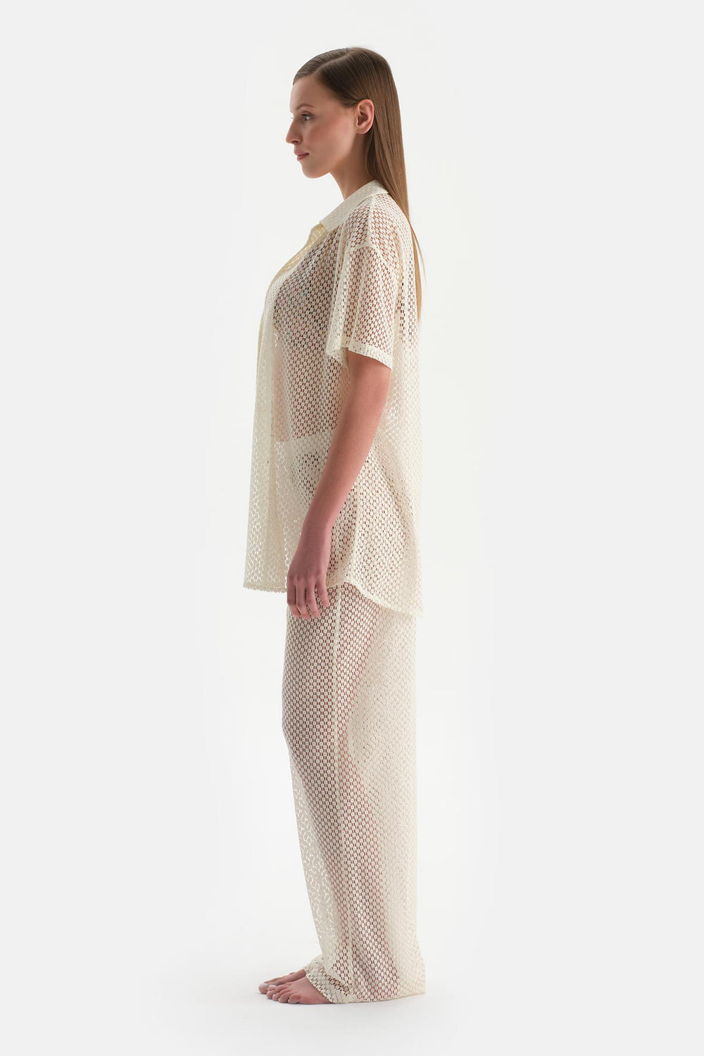 Ekru Kısa Kol Gömlek