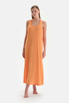 Turuncu Kalın Askılı Kolsuz Elbise