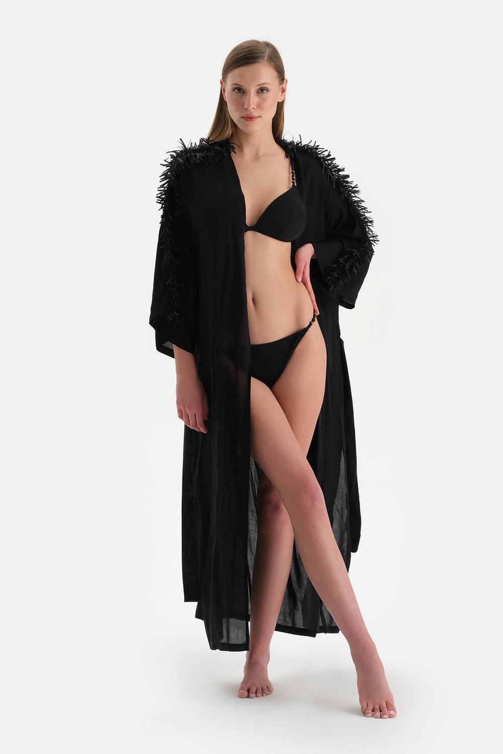 Siyah Uzun Kimono