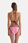 Siyah-Pembe Üçgen Küçük Bikini Üst