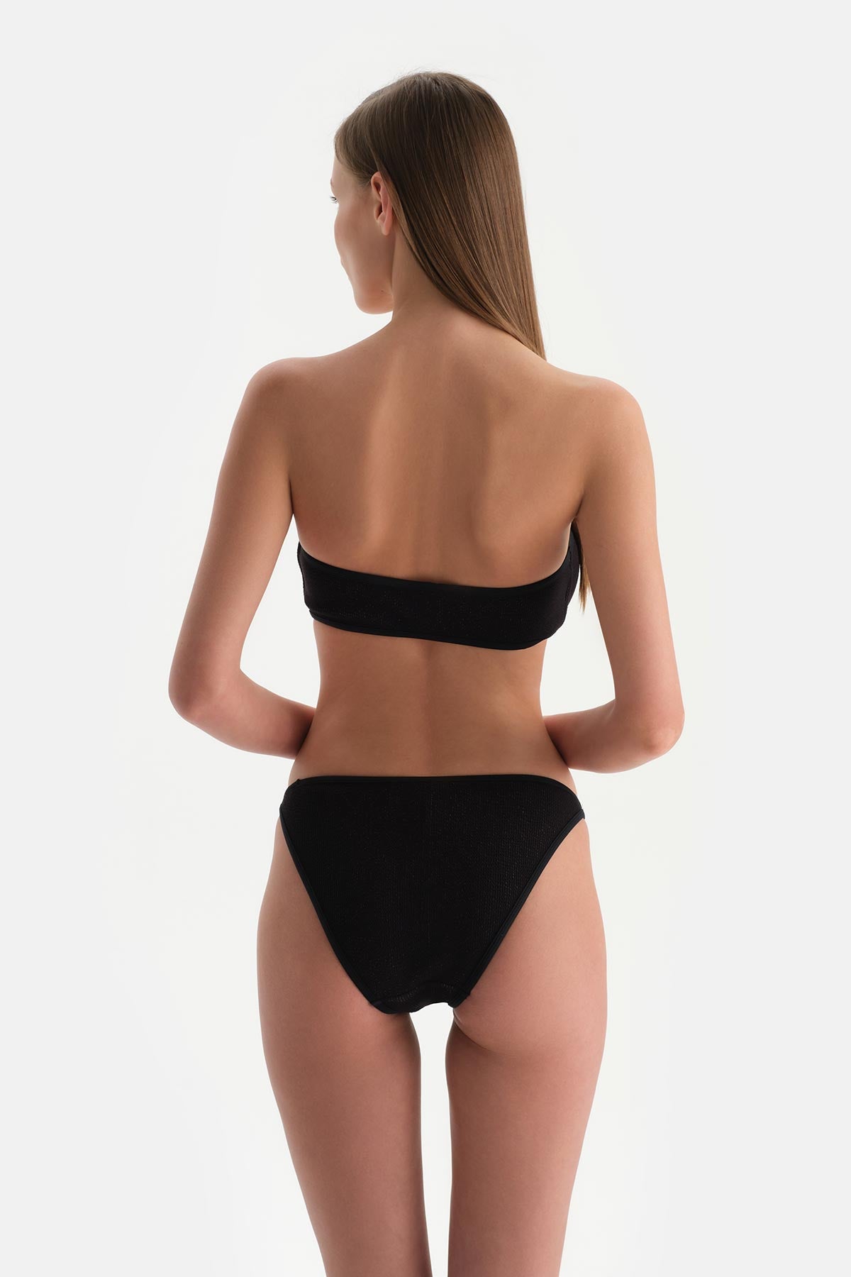 Siyah-Pembe Straplez Bikini Üst