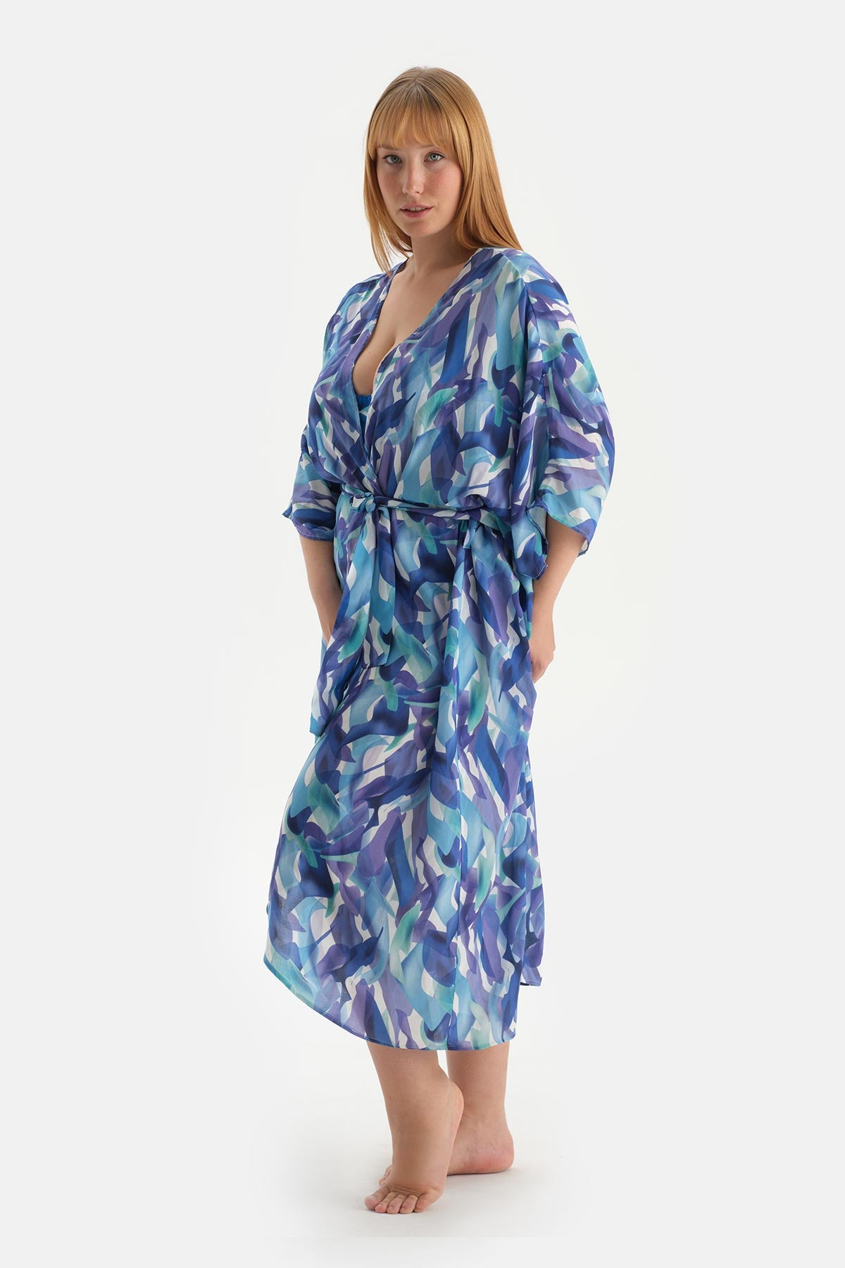 Mavi Kısa Kimono
