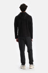 Siyah Erkek Fermuar Yaka Kapşonlu Termal Sweatshırt