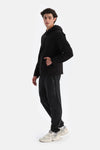 Siyah Erkek Fermuar Yaka Kapşonlu Termal Sweatshırt