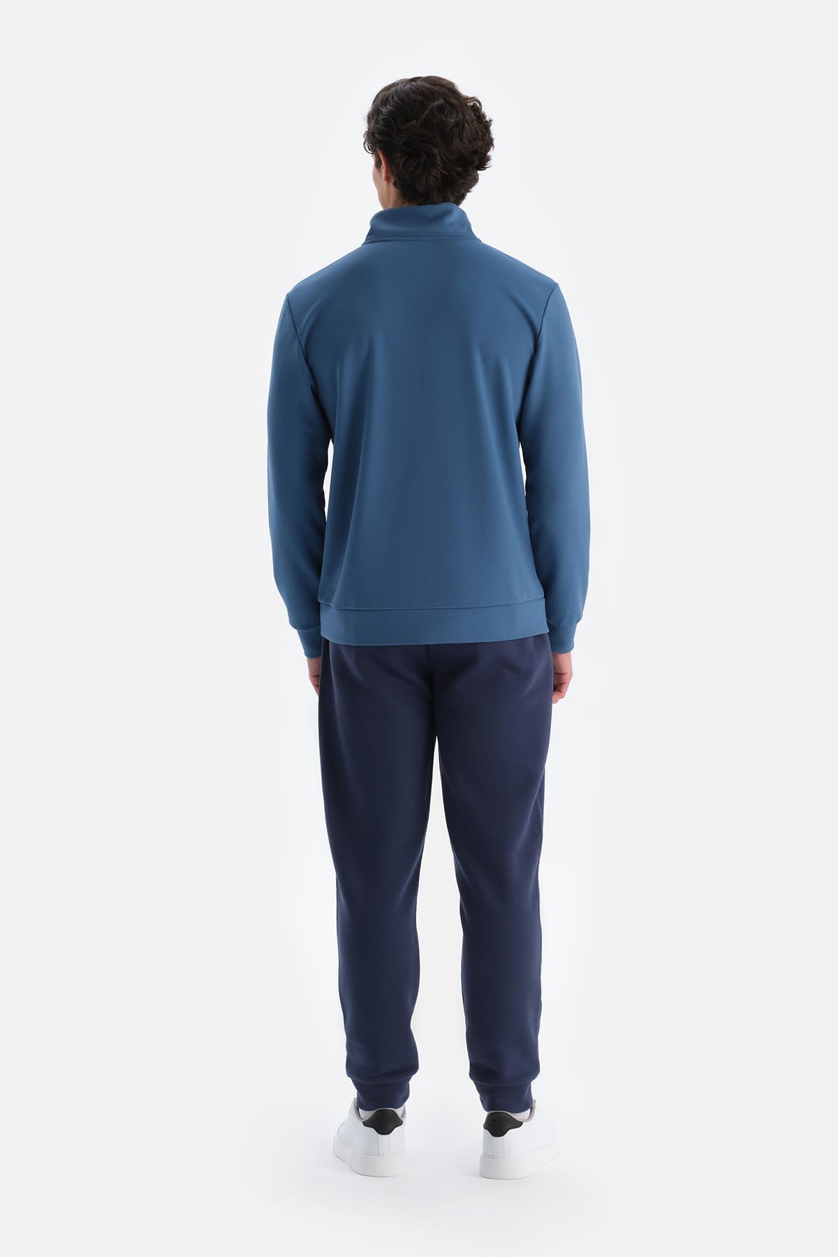 Mavi Erkek Dik Yaka Yarım Fermuarlı Sweatshırt