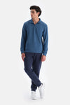 Mavi Erkek Dik Yaka Yarım Fermuarlı Sweatshırt