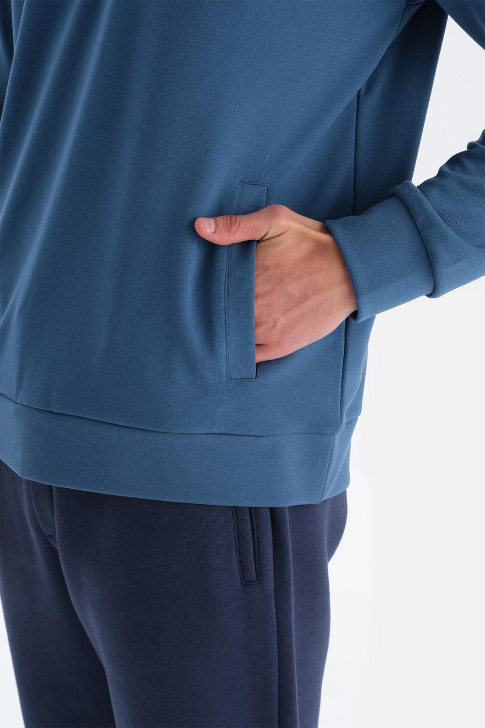 Mavi Erkek Dik Yaka Yarım Fermuarlı Sweatshırt