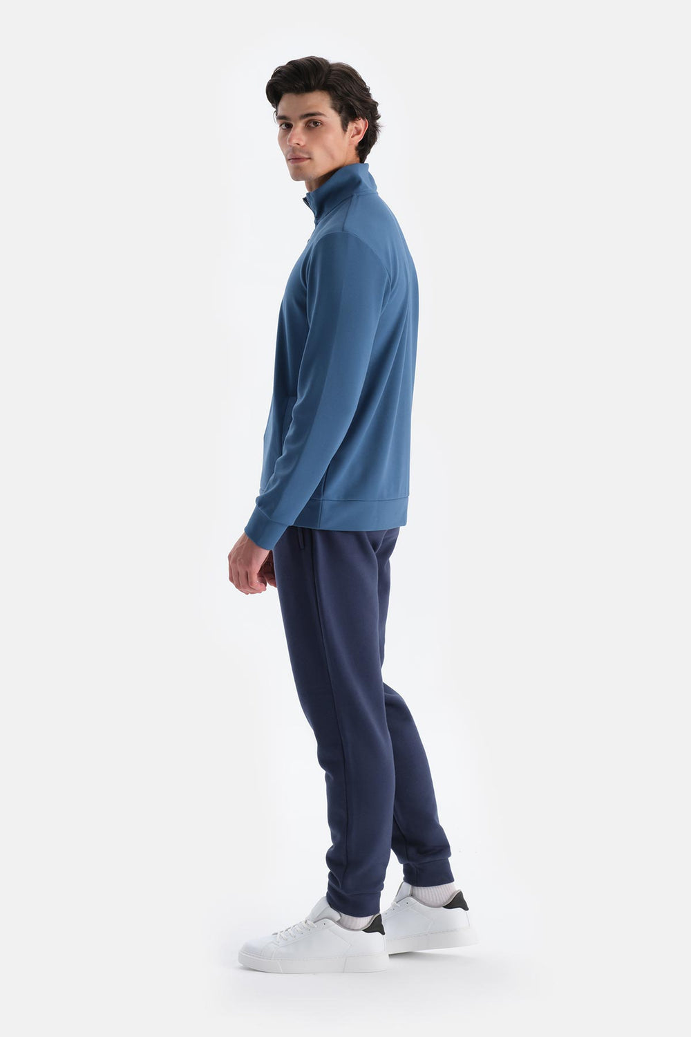 Indigo Erkek Dik Yaka Yarım Fermuarlı Sweatshırt
