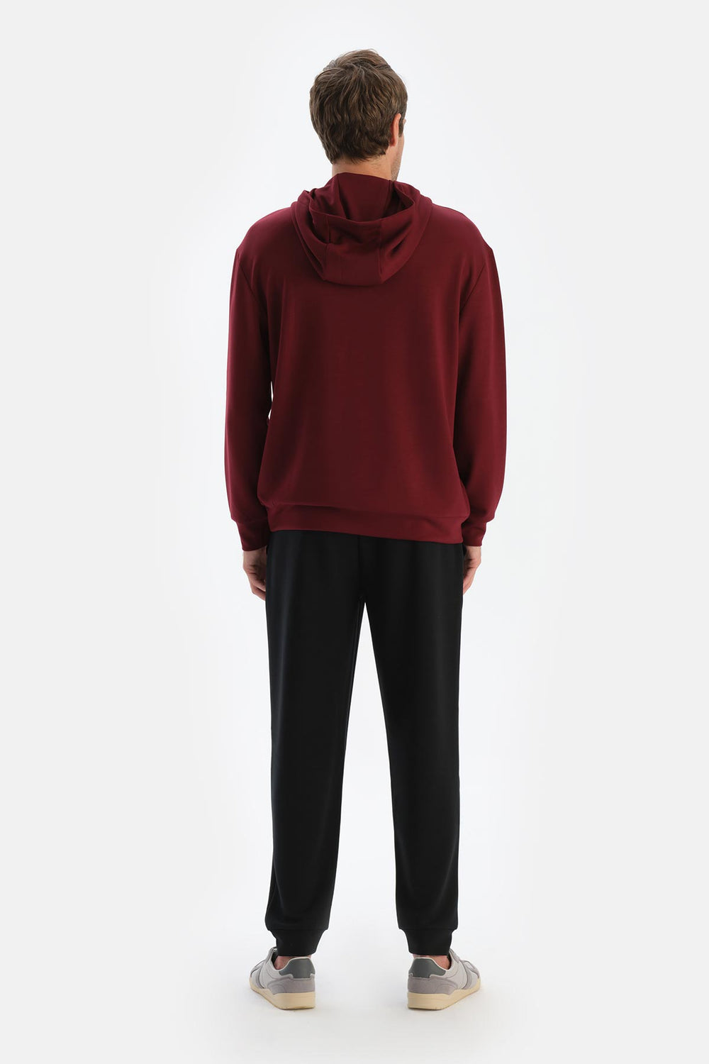 Bordo Erkek Modal Kapişonlu Sweatshırt