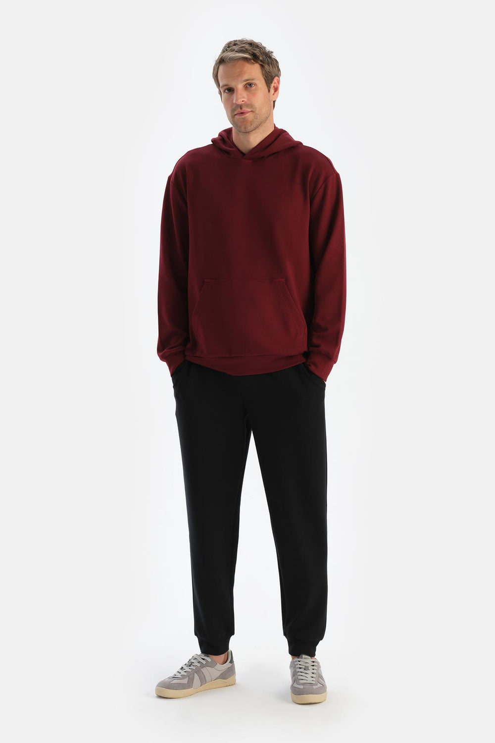Bordo Erkek Modal Kapişonlu Sweatshırt