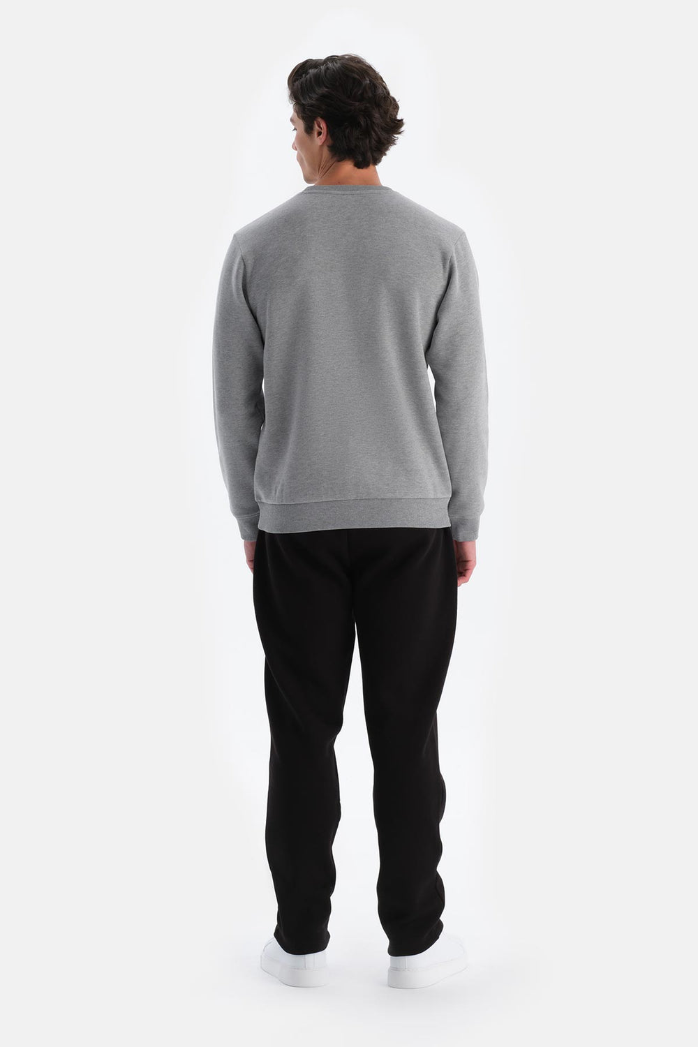 Gri Melanj Erkek Içi Şardonlu Sweatshırt