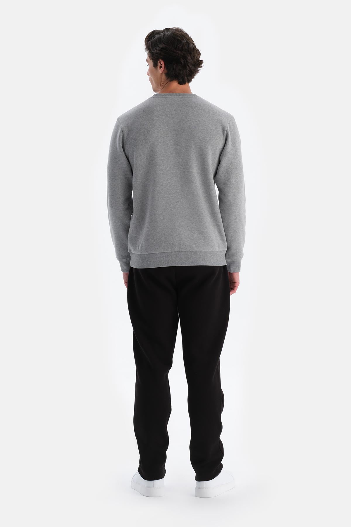 Gri Melanj Erkek Içi Şardonlu Sweatshırt