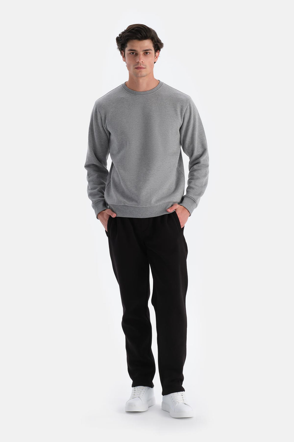 Gri Melanj Erkek Içi Şardonlu Sweatshırt