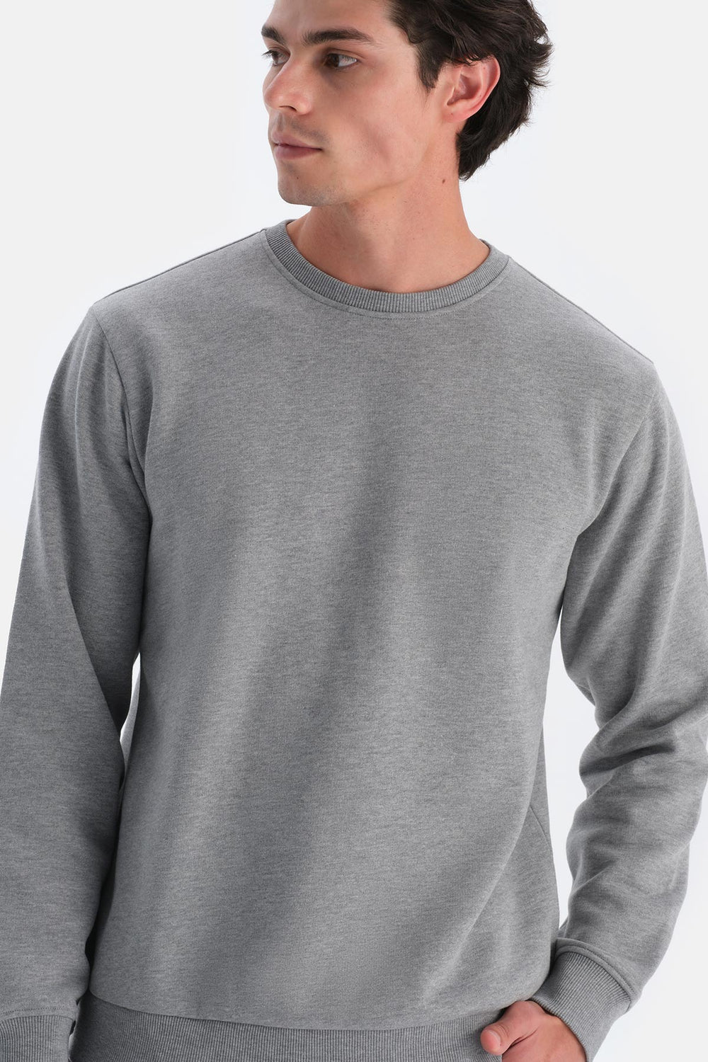 Gri Melanj Erkek Içi Şardonlu Sweatshırt