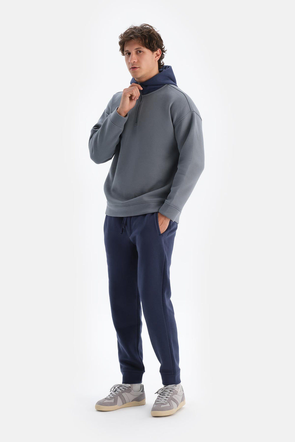 Indigo Erkek Kapişonlu Içi Şardonlu Sweatshırt