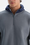 Indigo Erkek Kapişonlu Içi Şardonlu Sweatshırt