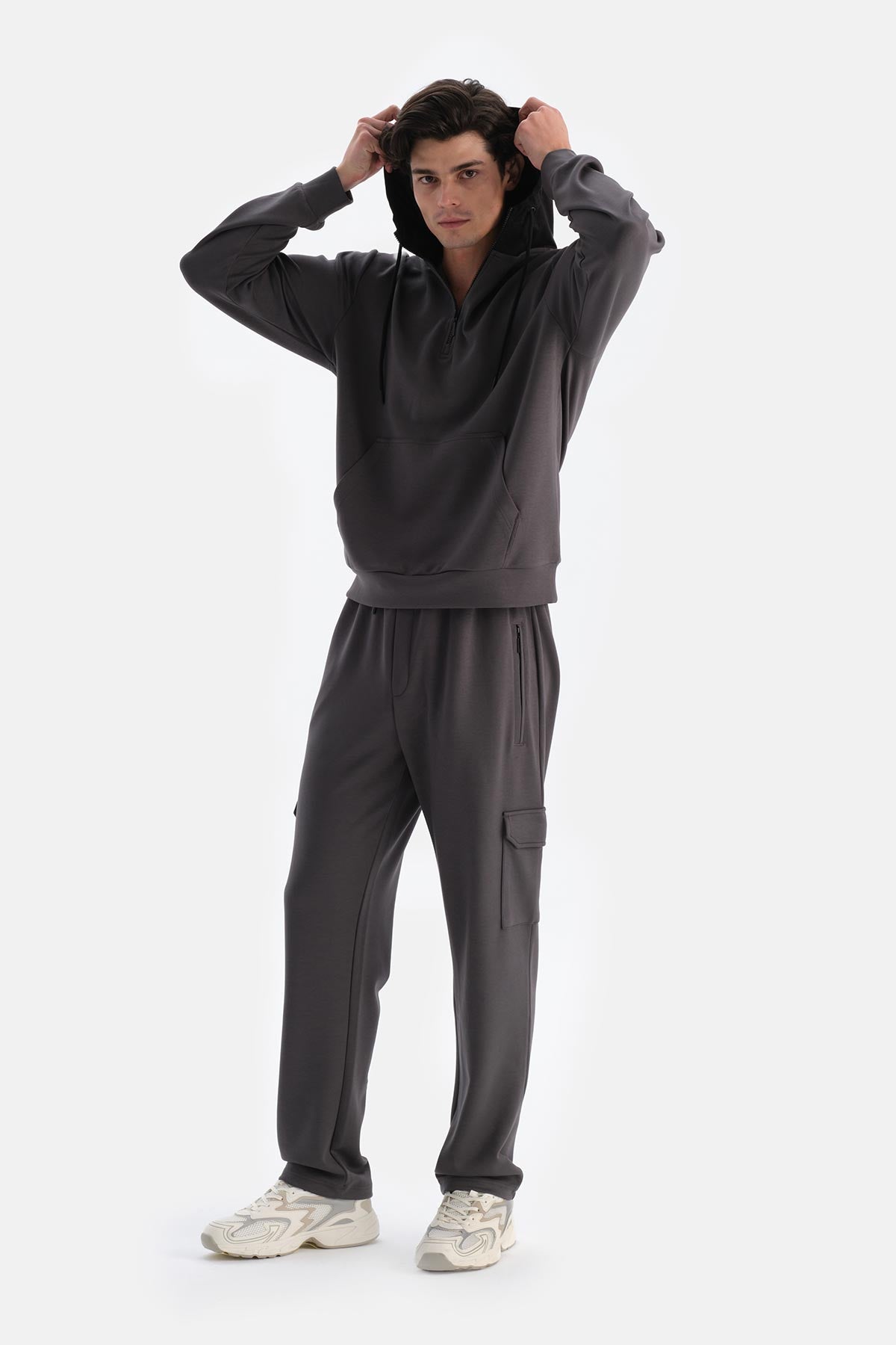 Antrasıt Erkek Kapişonlu Modal Sweatshırt