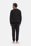 Siyah Metraj Baskılı Ipek Apre Interlok Pijama Takımı