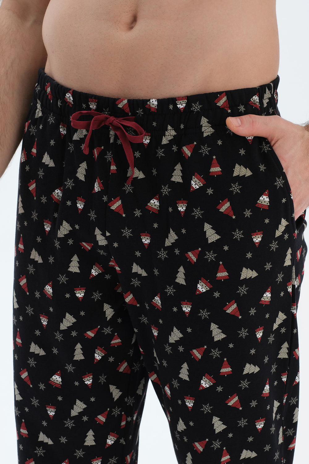 Siyah Metraj Baskılı Ipek Apre Interlok Pijama Takımı