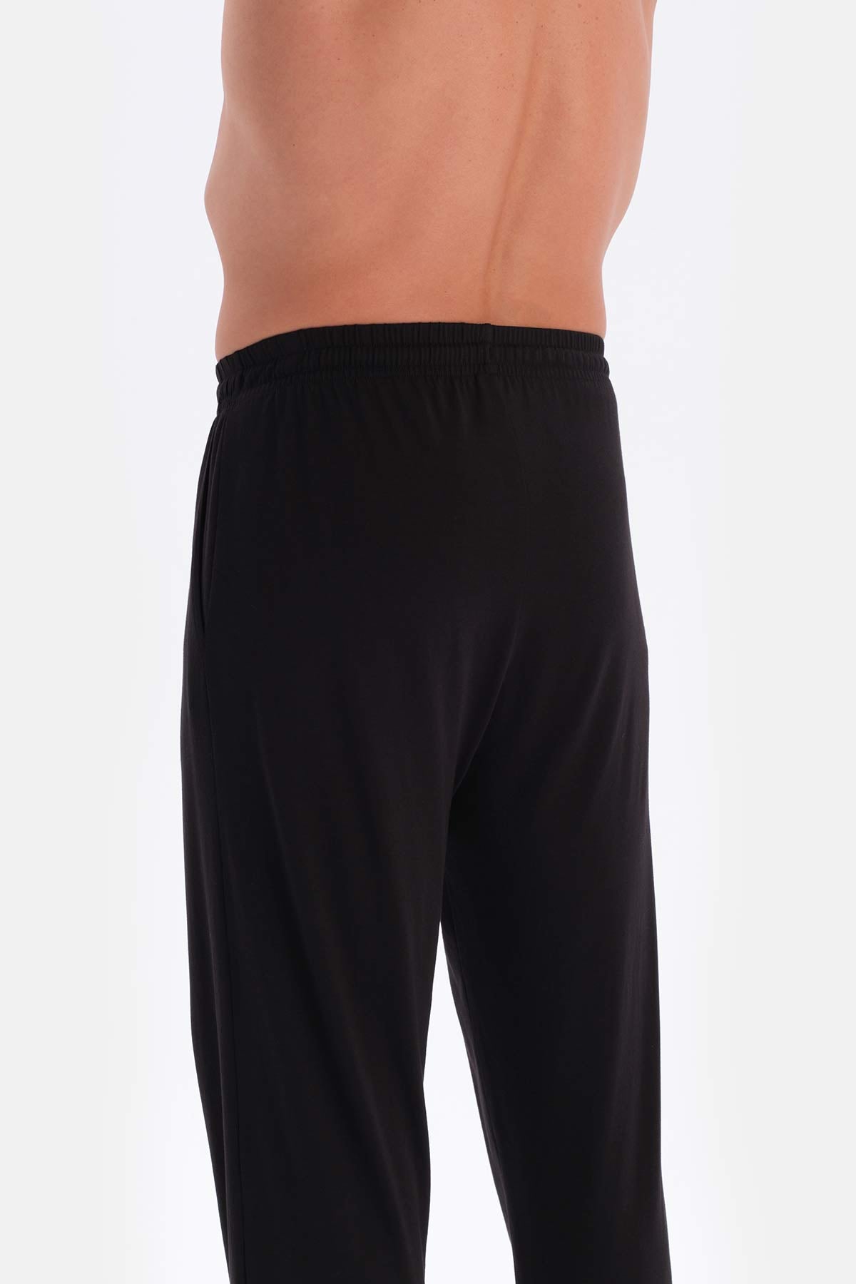 Siyah Bisiklet Yaka Penye Modal Pijama Takımı