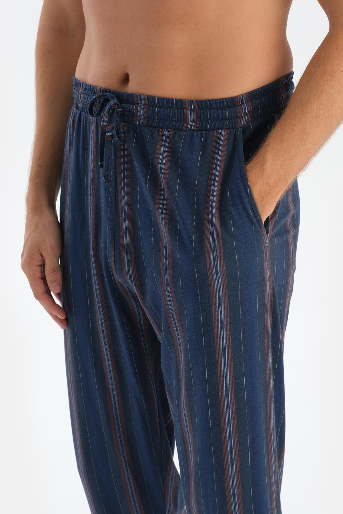 Lacivert Çizgili Gömlek Pantolon Pijama Takımı