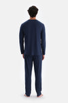 Lacivert Reglan Kol Detaylı Tişört Pantolon Pijama Takımı