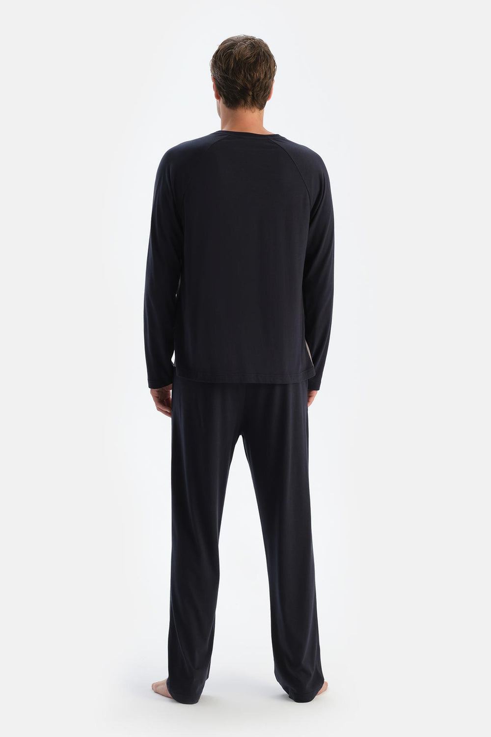 Siyah Reglan Kol Detaylı Tişört Pantolon Pijama Takımı