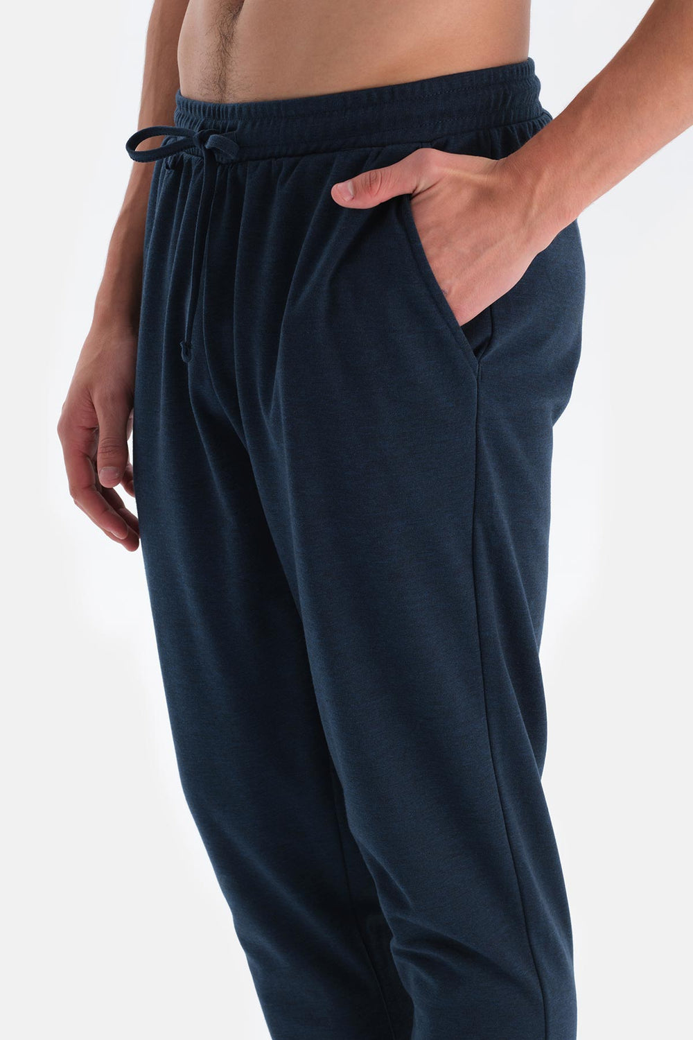 Indigo Melanj Bisiklet Yaka Uzun Kollu Jogger Pantolonlu Pijama Takımı