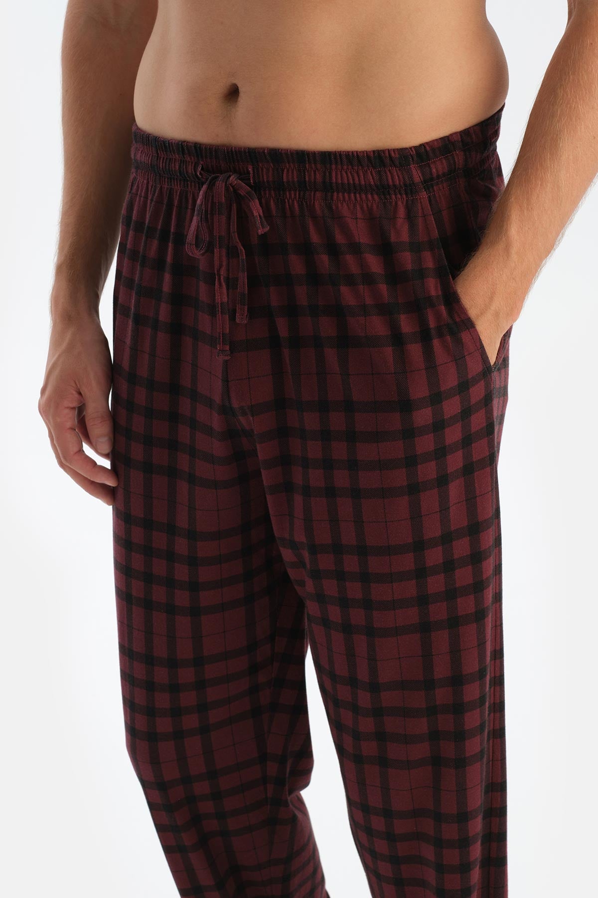 Mürdüm Bisiklet Yaka Uzun Kollu Tişört Pantolon Pijama Takımı