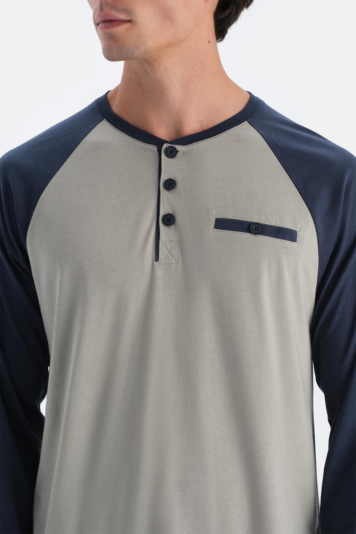 Açık Yeşil Yarım Patlı Reglan Kollu Pijama Takımı