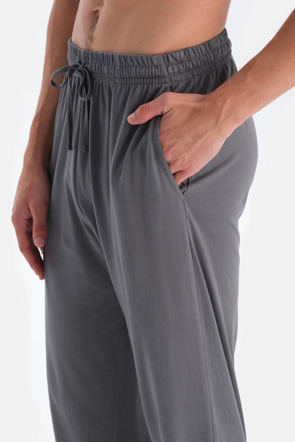 Açık Gri Yarım Patlı Uzun Kollu Üçlü Pijama Takımı