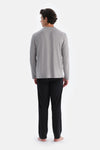 Açık Gri Uzun Kollu Jakar Detaylı Tişört Pantolon Pijama Takımı