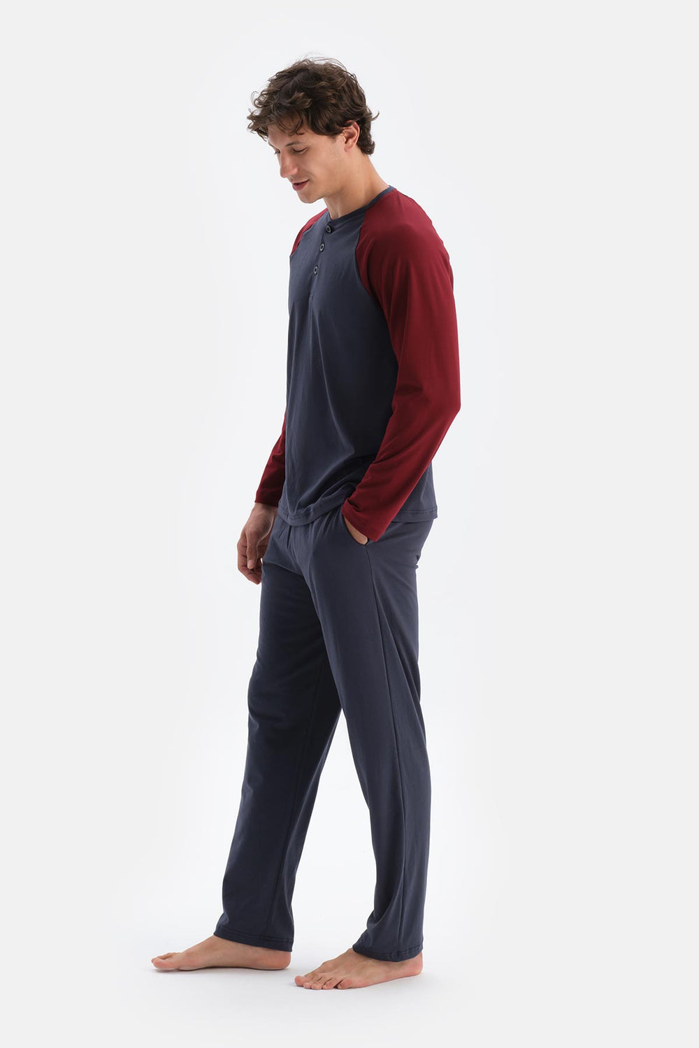 Antrasıt Erkek Reglan Kol Pijama Takımı