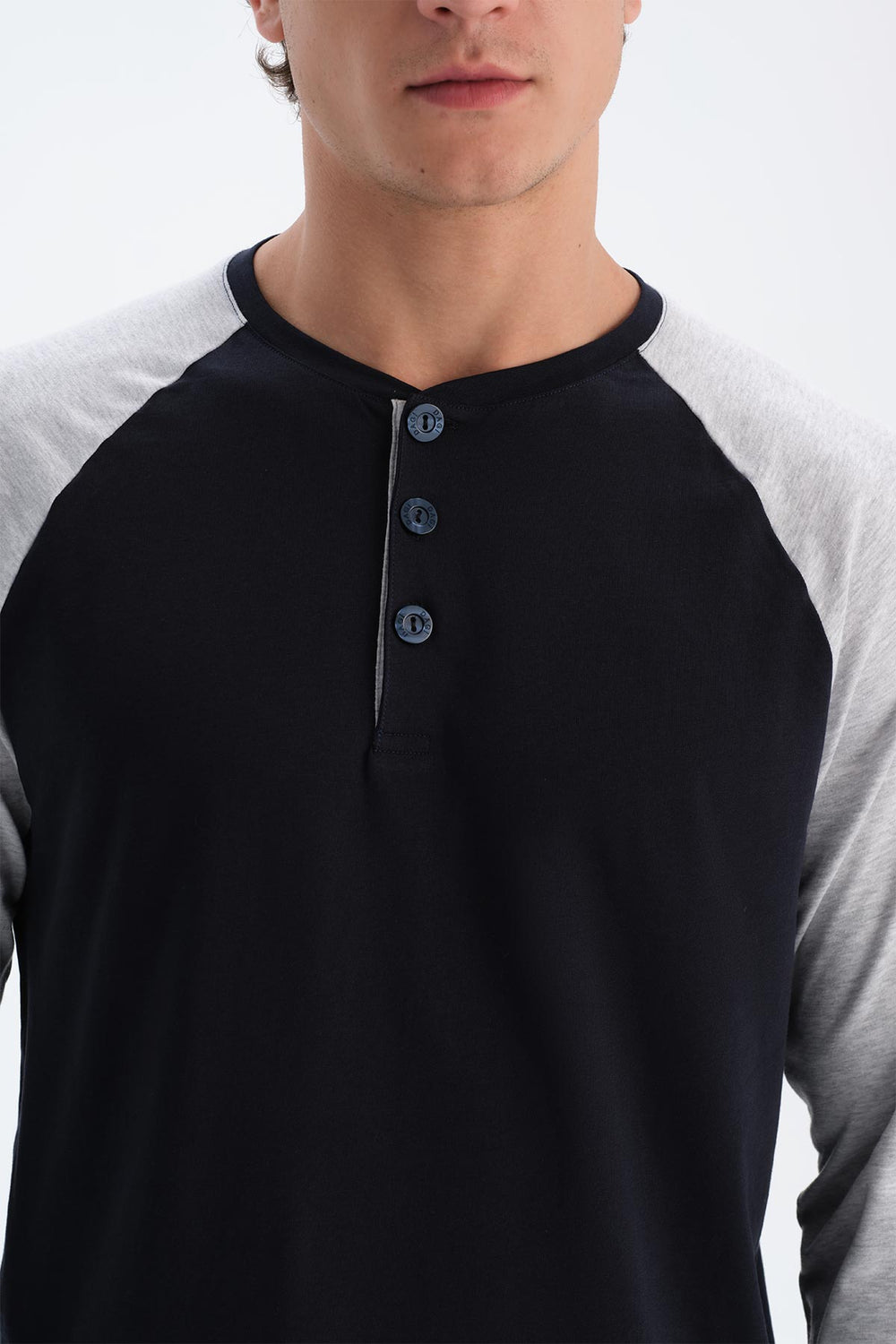 Gri Melanj Erkek Reglan Kol Pijama Takımı