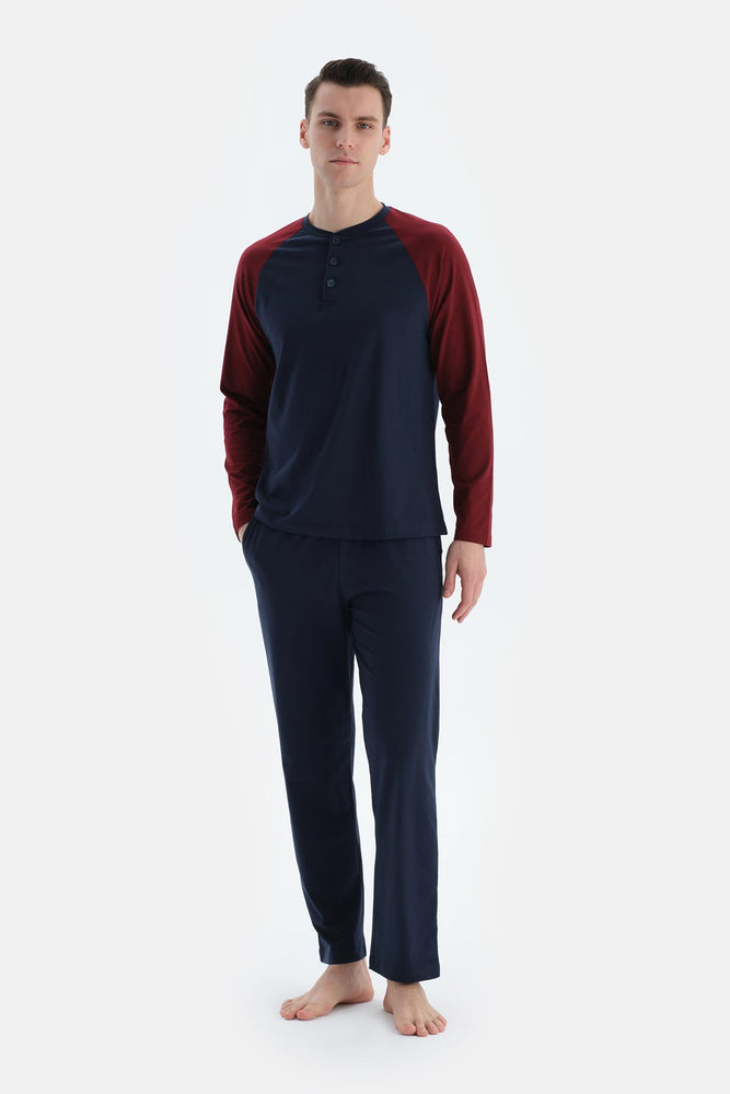 Lacivert Erkek Reglan Kol Pijama Takımı
