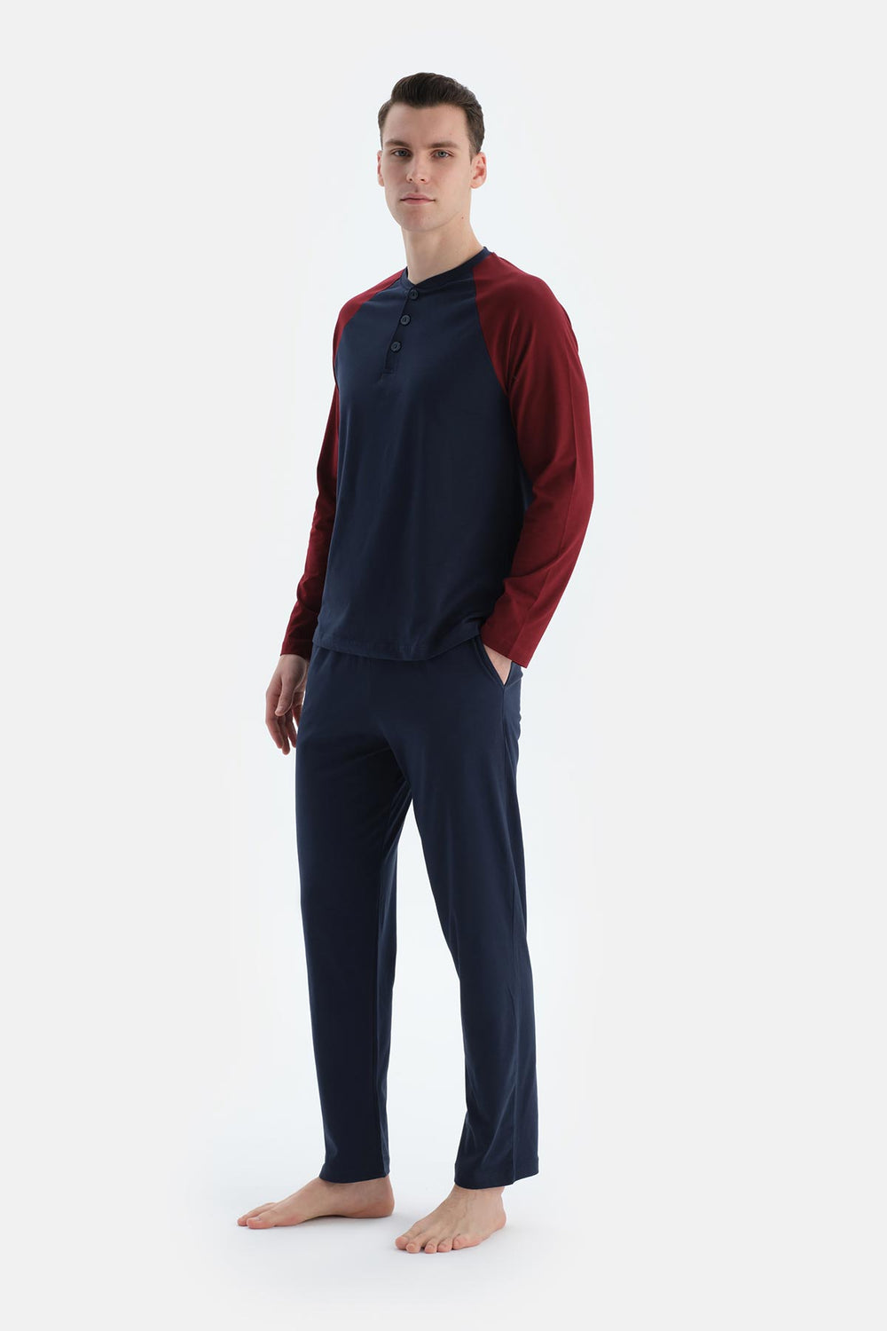 Lacivert Erkek Reglan Kol Pijama Takımı