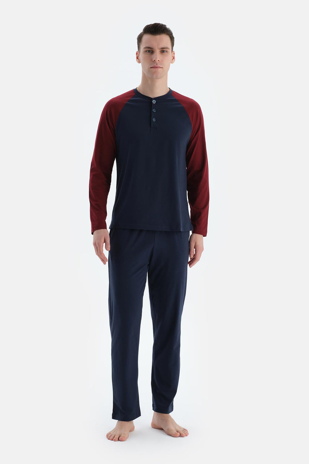 Lacivert Erkek Reglan Kol Pijama Takımı