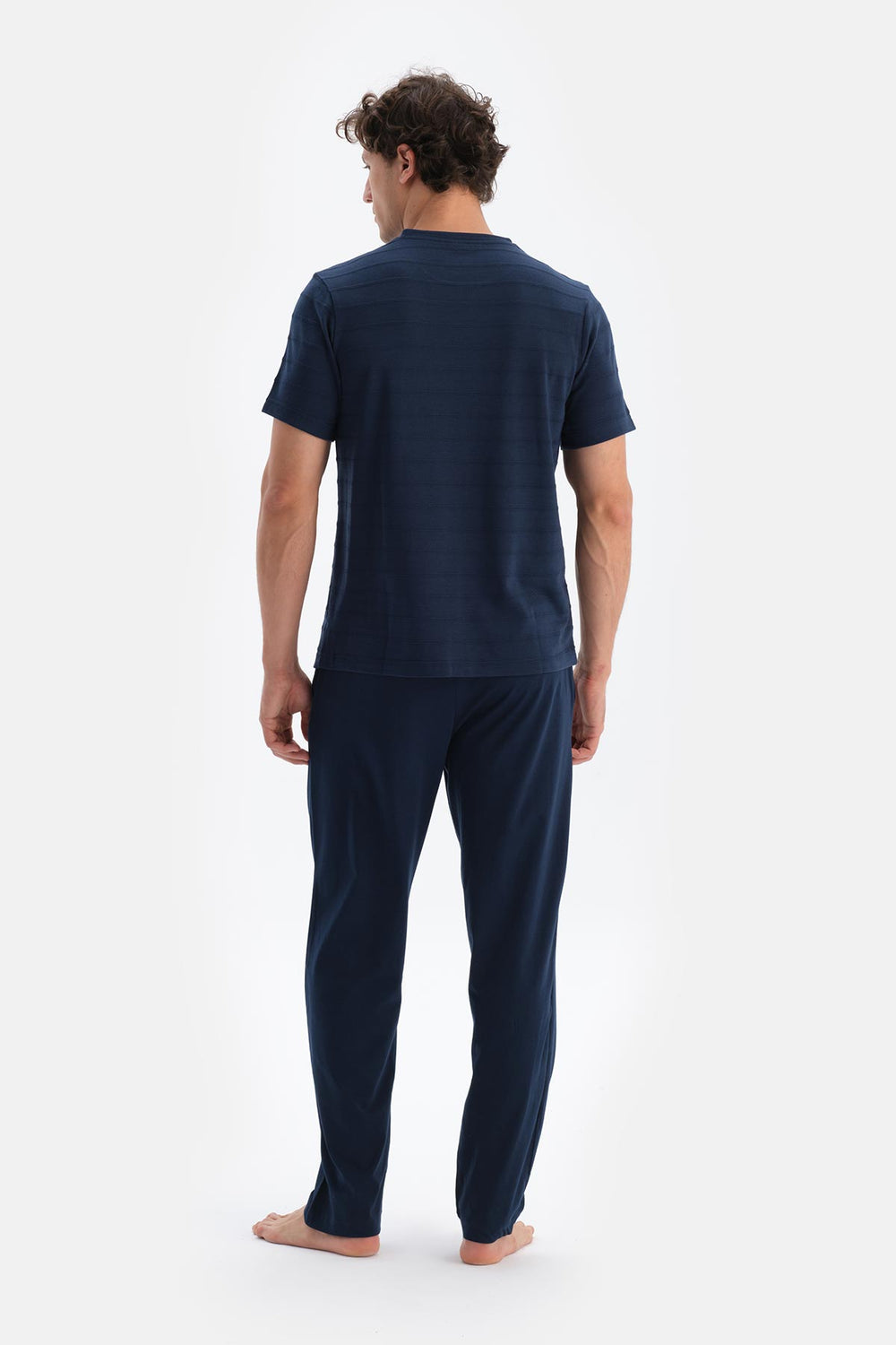 Lacivert Erkek O Yaka Pijama Takımı